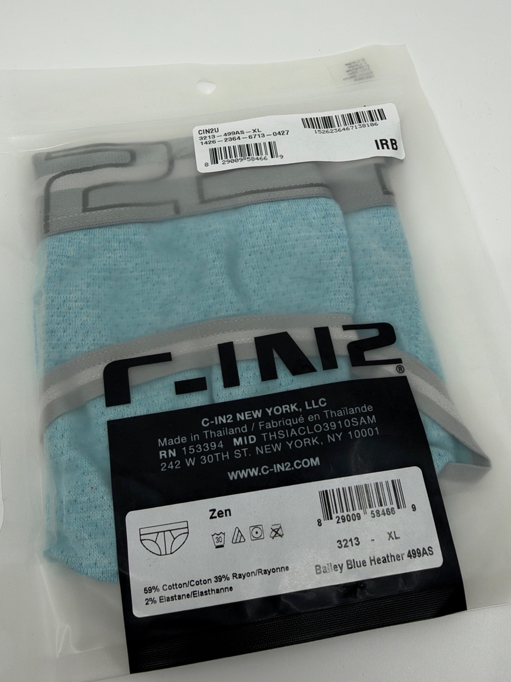 CIN2 Zen Low Rise Men's Briefs in Bailey Blue Heather
